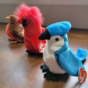 NWT TY Beanie Babies Set of 3 Songbirds Rocket Mac Early Vintage